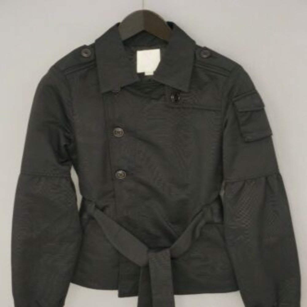 Women Diesel Short Trench Coat Casual Black Breathable Cotton Rain S